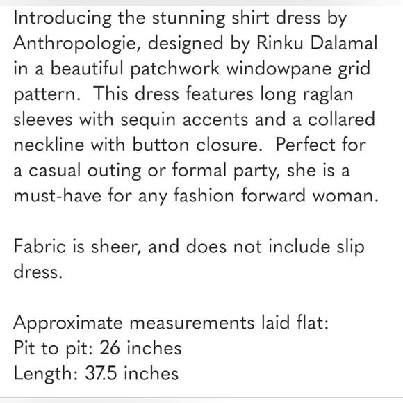 EUC! Rinku Dalamal for Anthropologie Sequin Shirt Dress Whimsigoth in Black - XL - Picture 7 of 7